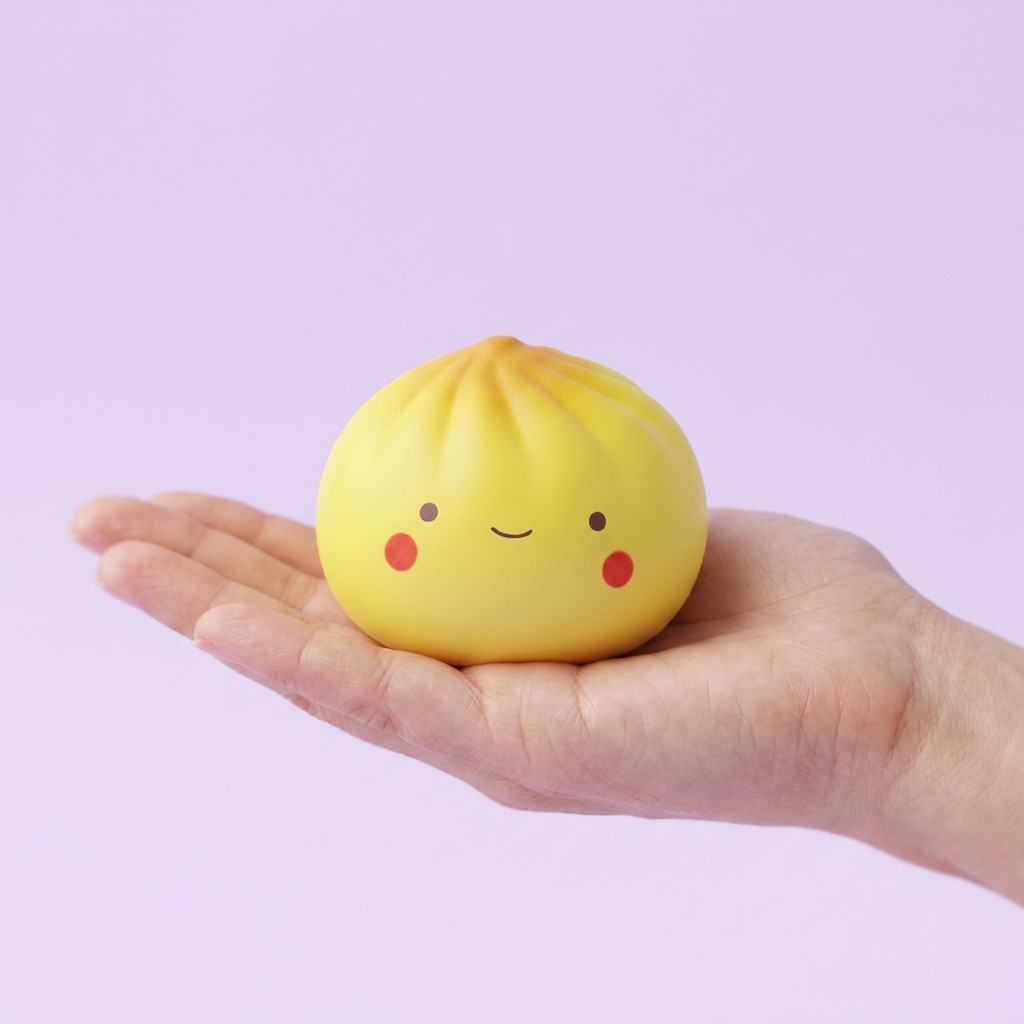Mini Dumpling Squishy Blind Box held in hand, actual size