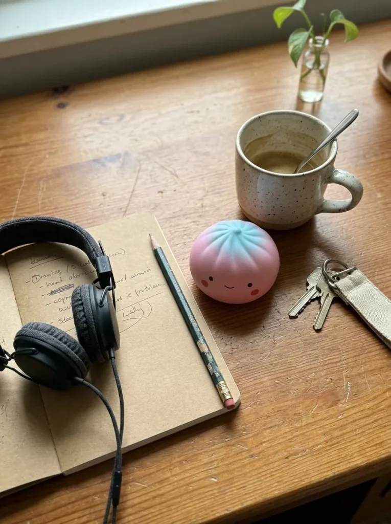 Mini Dumpling Squishy Blind Box on the desk