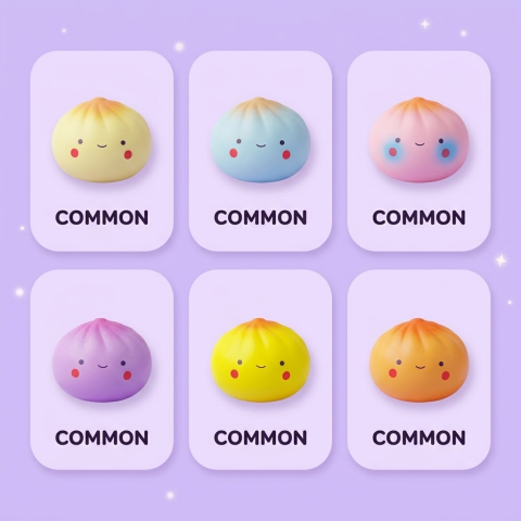 Mini Dumpling Squishy Blind Box being squeezed, soft slow-rise foam