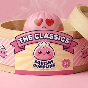 Mini Dumpling Squishy Mystery Set in its bamboo steamer box