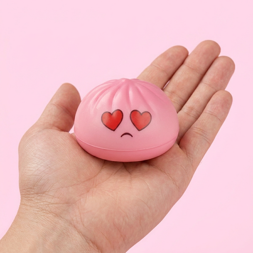 Mini Dumpling Squishy Mystery Set held in hand, actual size
