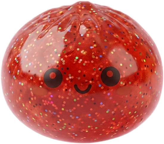 Mini Metallic Dumpling Squishy being squeezed, soft slow-rise foam