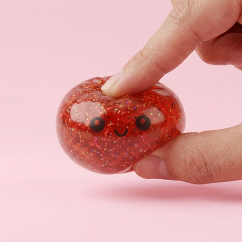 Mini Metallic Dumpling Squishy being squeezed, soft slow-rise foam