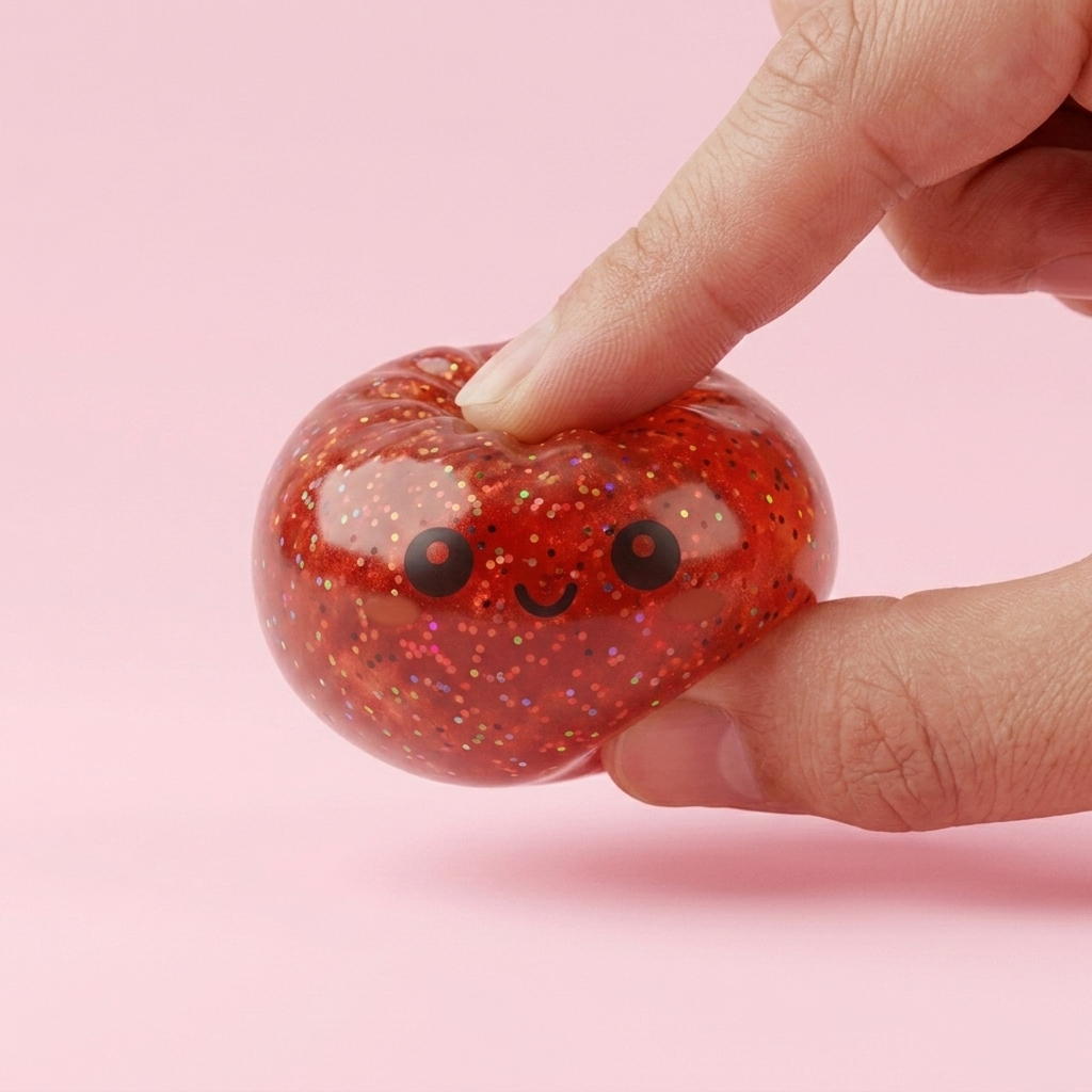 Mini Metallic Dumpling Squishy being squeezed, soft slow-rise foam