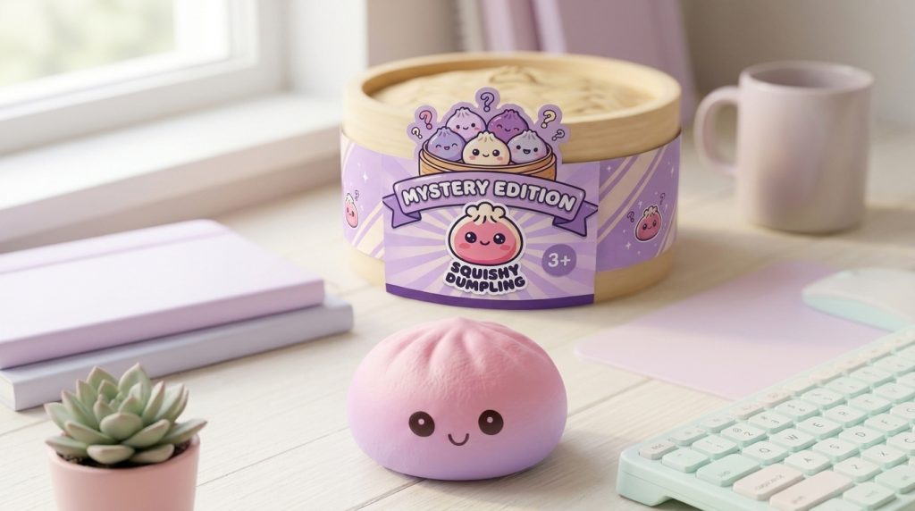 Mini Mystery Dumplings Squishy in its kawaii setting