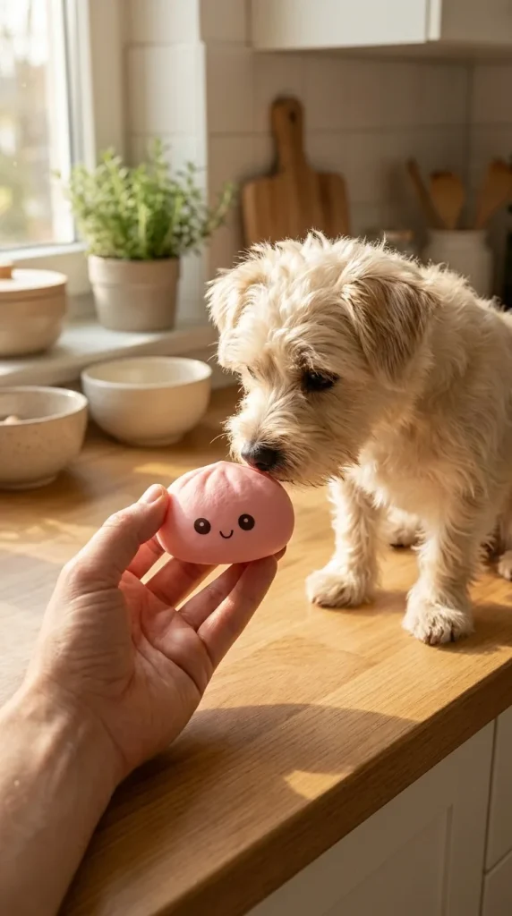 Mini Mystery Dumplings Squishy with a plush friend