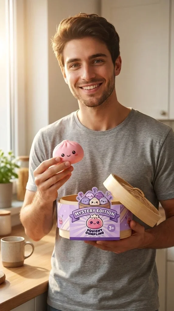 Mini Mystery Dumplings Squishy with its box