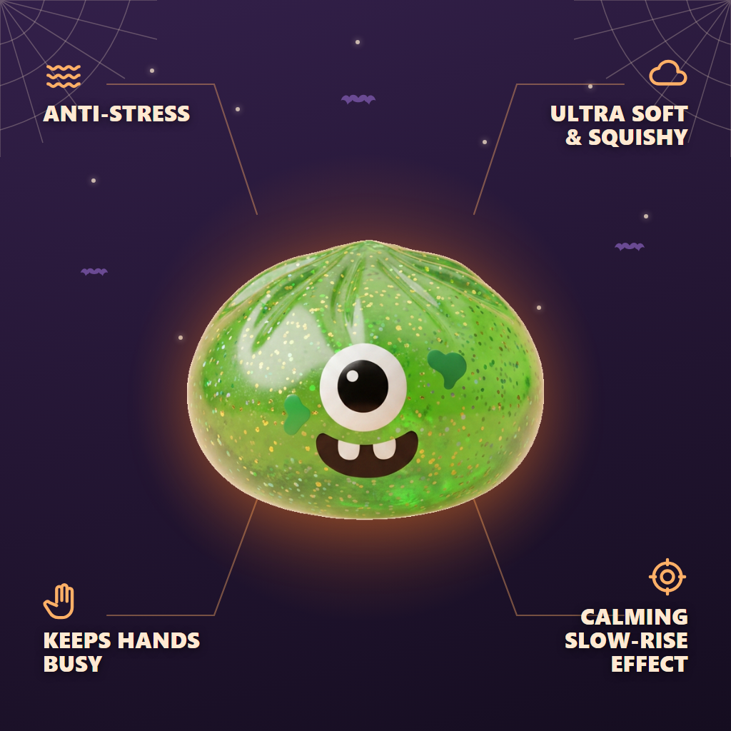 Squishy Dumpling Monstre Halloween Green Glitter — its benefits