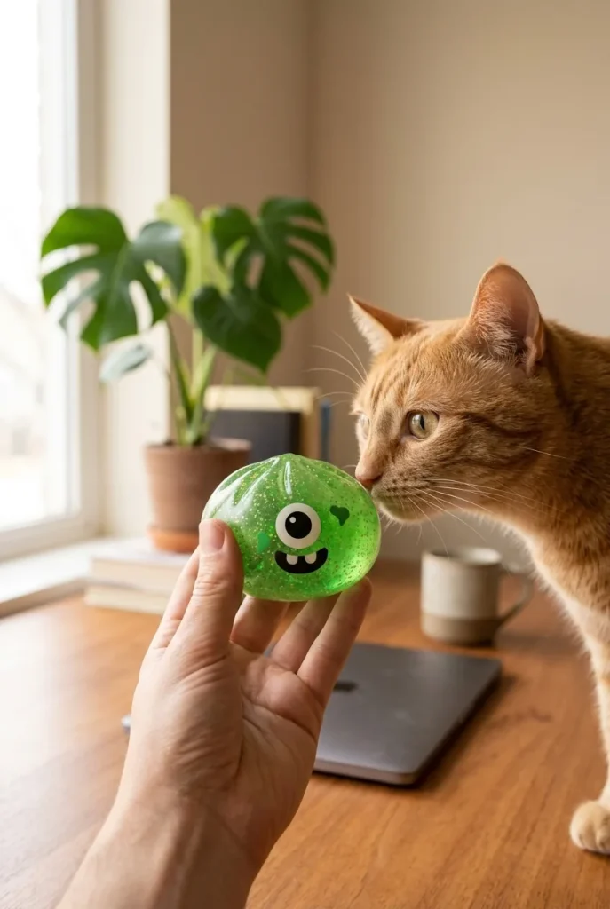 Squishy Dumpling Monstre Halloween Green Glitter with a plush friend