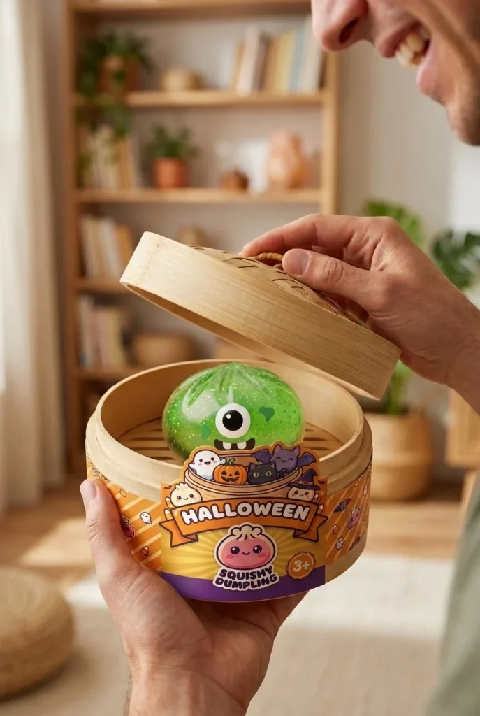 Squishy Dumpling Monstre Halloween Green Glitter unboxing moment