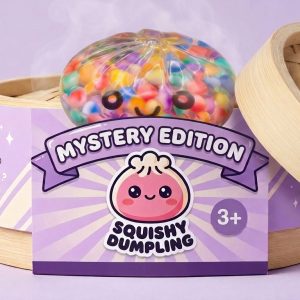 Mystery Bubble Dumpling Squishy in its bamboo steamer box