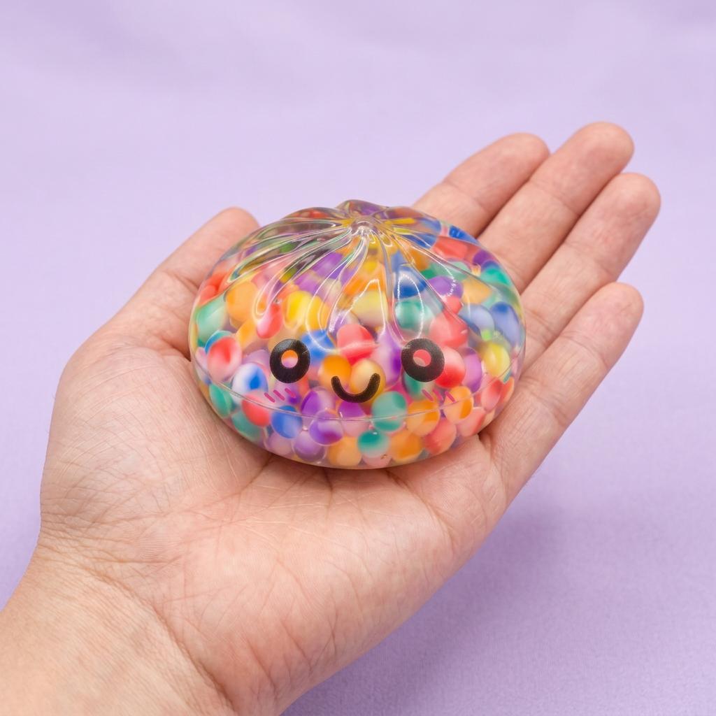 Mystery Bubble Dumpling Squishy held in hand, actual size