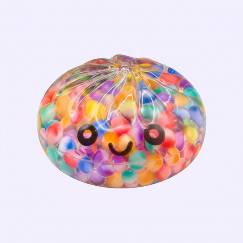 Mystery Bubble Dumpling Squishy being squeezed, soft slow-rise foam