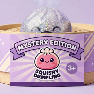 Rare Dumpling Squishy Mystery Box in its bamboo steamer box