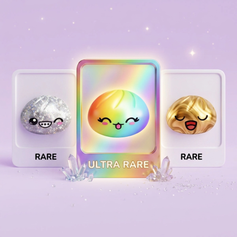 Rare Dumpling Squishy Mystery Box being squeezed, soft slow-rise foam