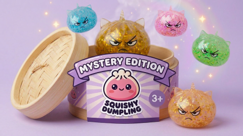Glitter Dumpling Squishy Rare Unicorn Edition being squeezed, soft slow-rise foam