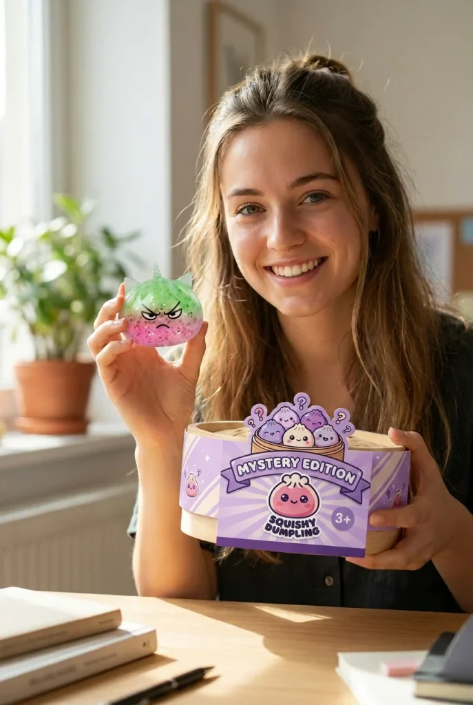 Glitter Dumpling Squishy Rare Unicorn Edition with its box