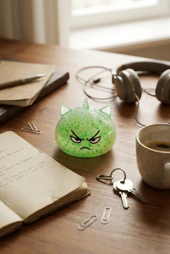 Glitter Dumpling Squishy Rare Unicorn Edition on the desk