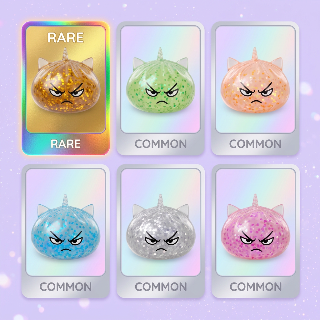 Glitter Dumpling Squishy Rare Unicorn Edition being squeezed, soft slow-rise foam