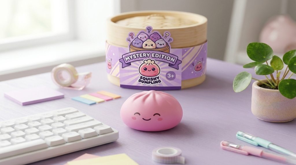 Mystery Dumpling Squishy in its kawaii setting