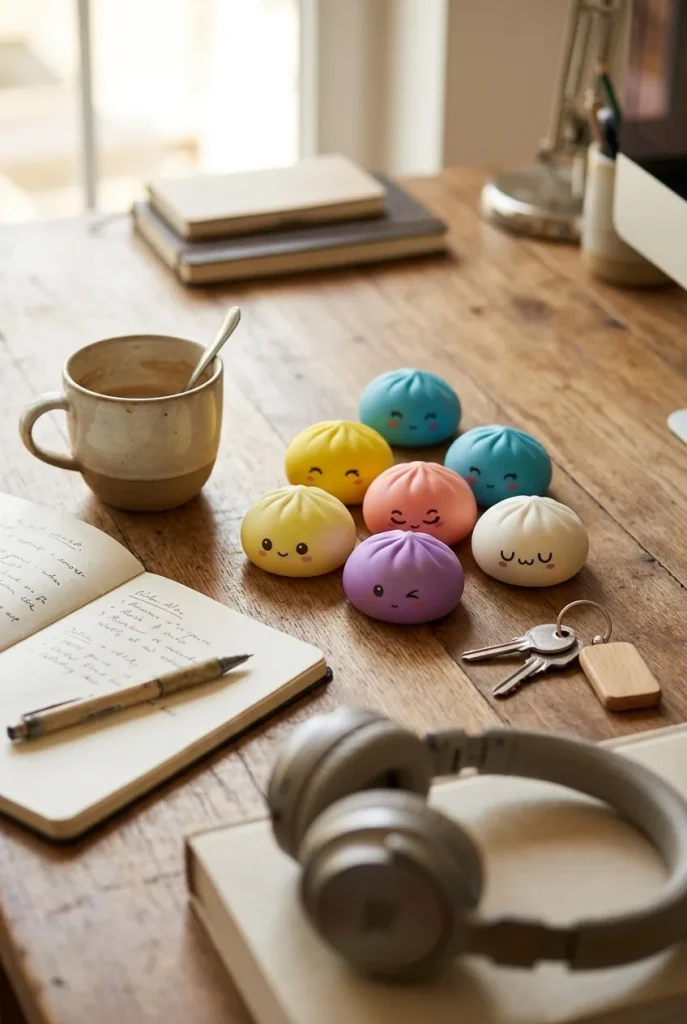 Mystery Dumpling Squishy on the desk