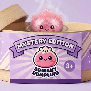 Mystery Unicorn Glitter Dumpling Squishy in its bamboo steamer box