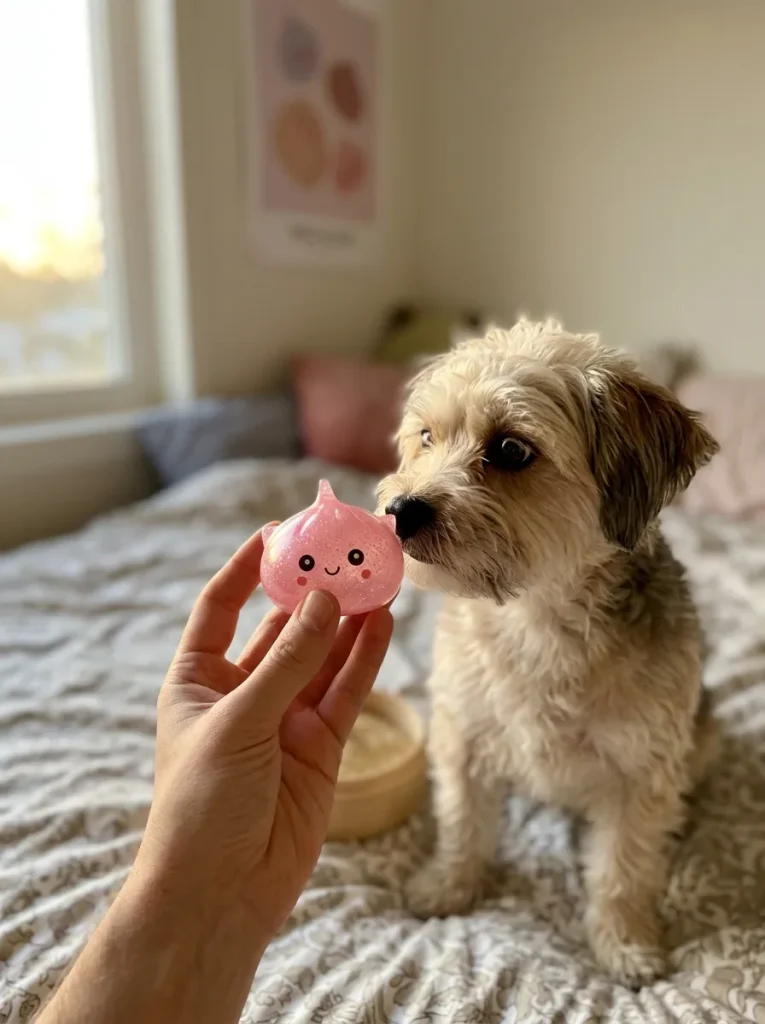 Mystery Unicorn Glitter Dumpling Squishy with a plush friend