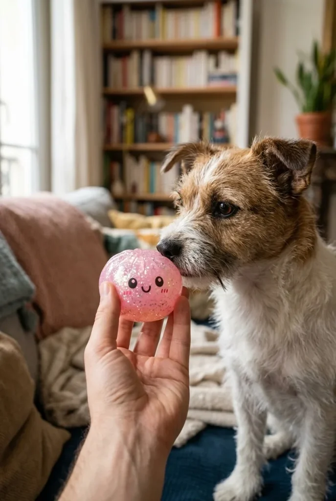 Glitter Surprise Mystery Dumpling Squishy with a plush friend