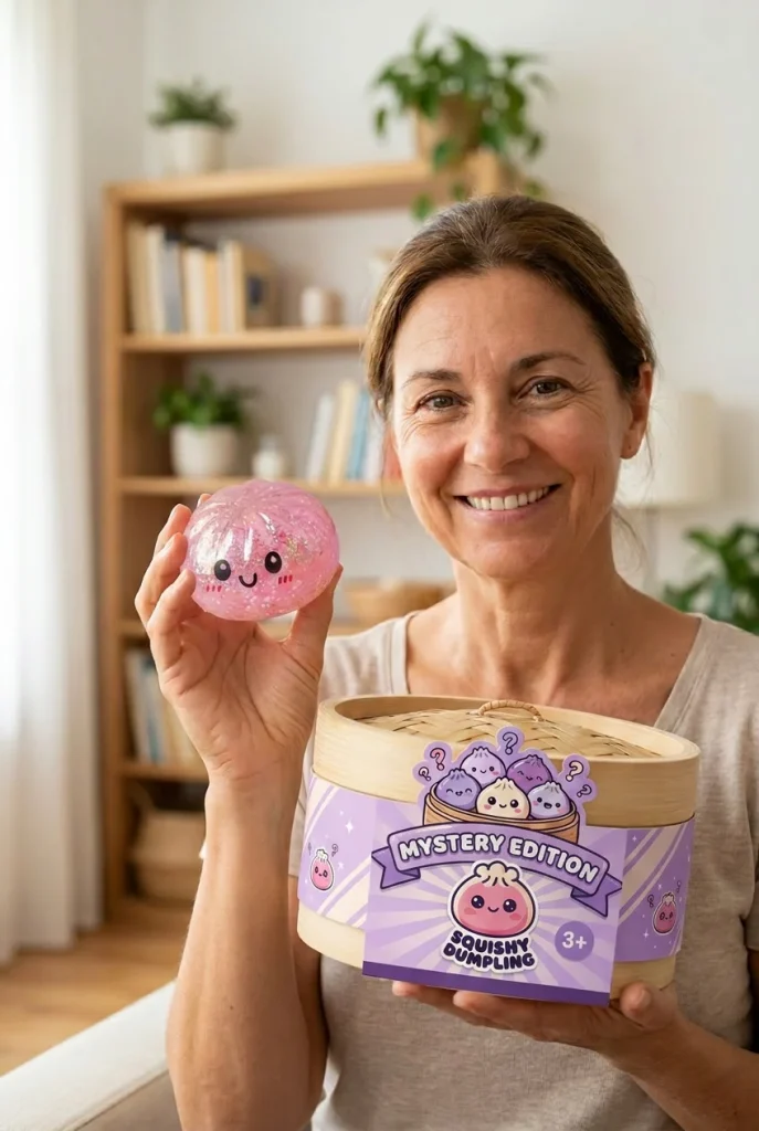 Glitter Surprise Mystery Dumpling Squishy with its box