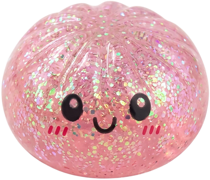 Glitter Surprise Mystery Dumpling Squishy being squeezed, soft slow-rise foam