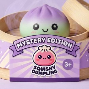 Ombre Mystery Dumpling Squishy in its bamboo steamer box