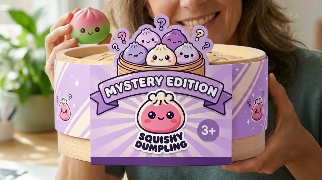 Ombre Mystery Dumpling Squishy with its box
