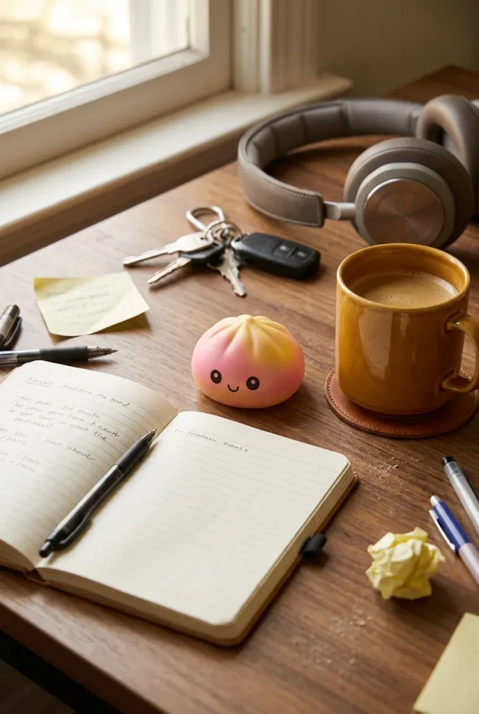 Ombre Mystery Dumpling Squishy on the desk