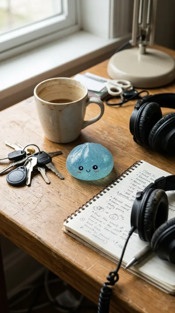 Mystery Glow in the Dark Dumpling Squishy on the desk