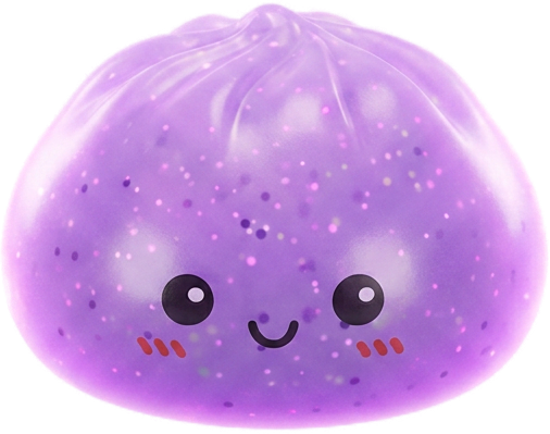 Mystery Glow in the Dark Dumpling Squishy being squeezed, soft slow-rise foam