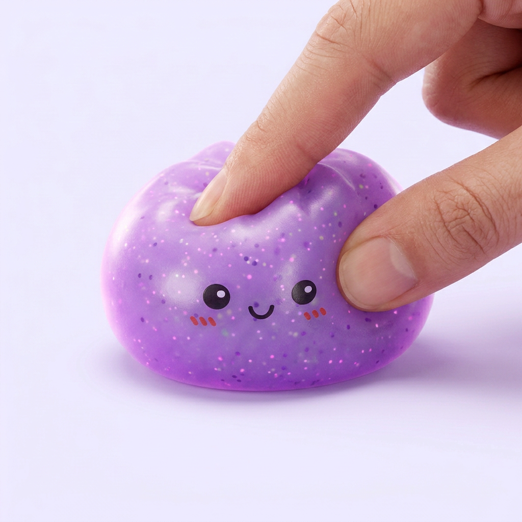 Mystery Glow in the Dark Dumpling Squishy being squeezed, soft slow-rise foam