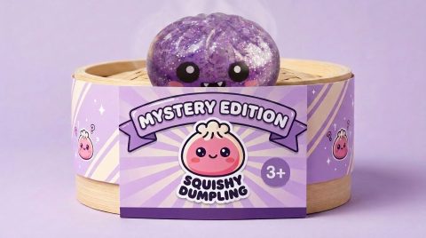 Squishy Dumpling Mystery Halloween Box in its bamboo steamer box