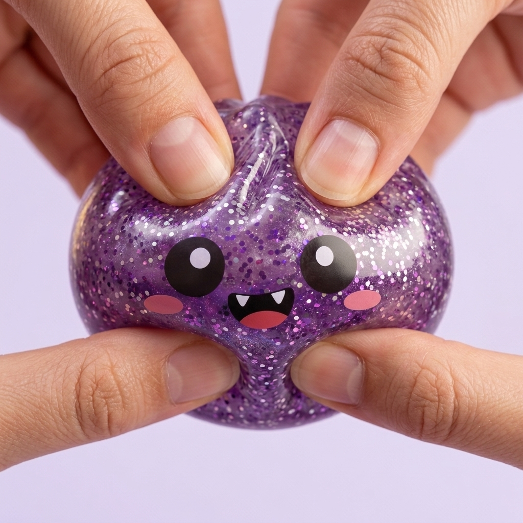 Squishy Dumpling Mystery Halloween Box being squeezed, soft slow-rise foam