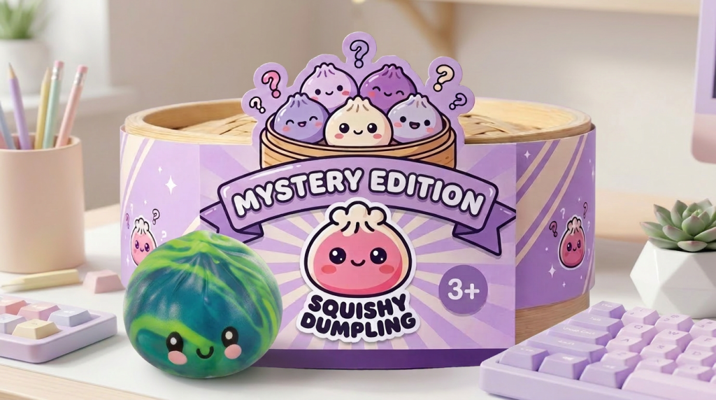 Mystery Tie-Dye Dumpling Squishy Mini in its kawaii setting