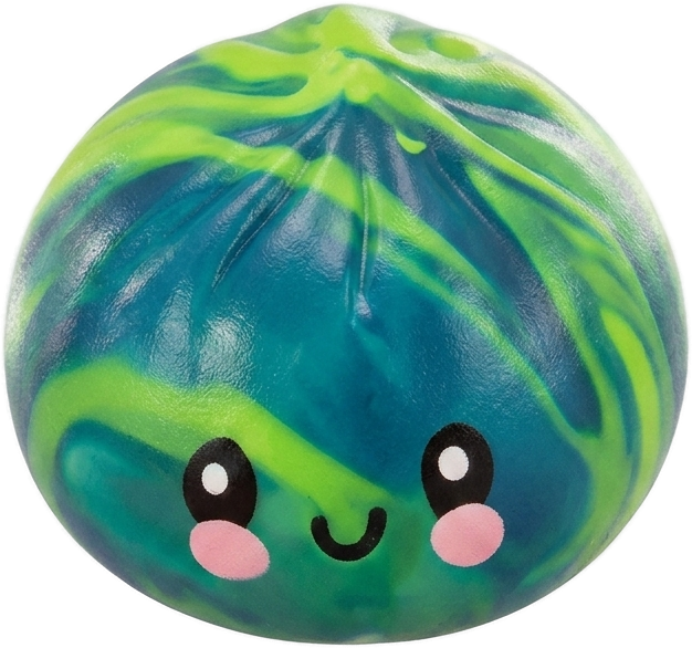 Mystery Tie-Dye Dumpling Squishy Mini being squeezed, soft slow-rise foam