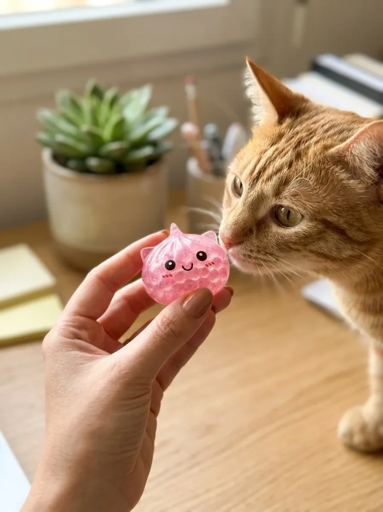 Mystery Unicorn Dumpling Squishy with a plush friend