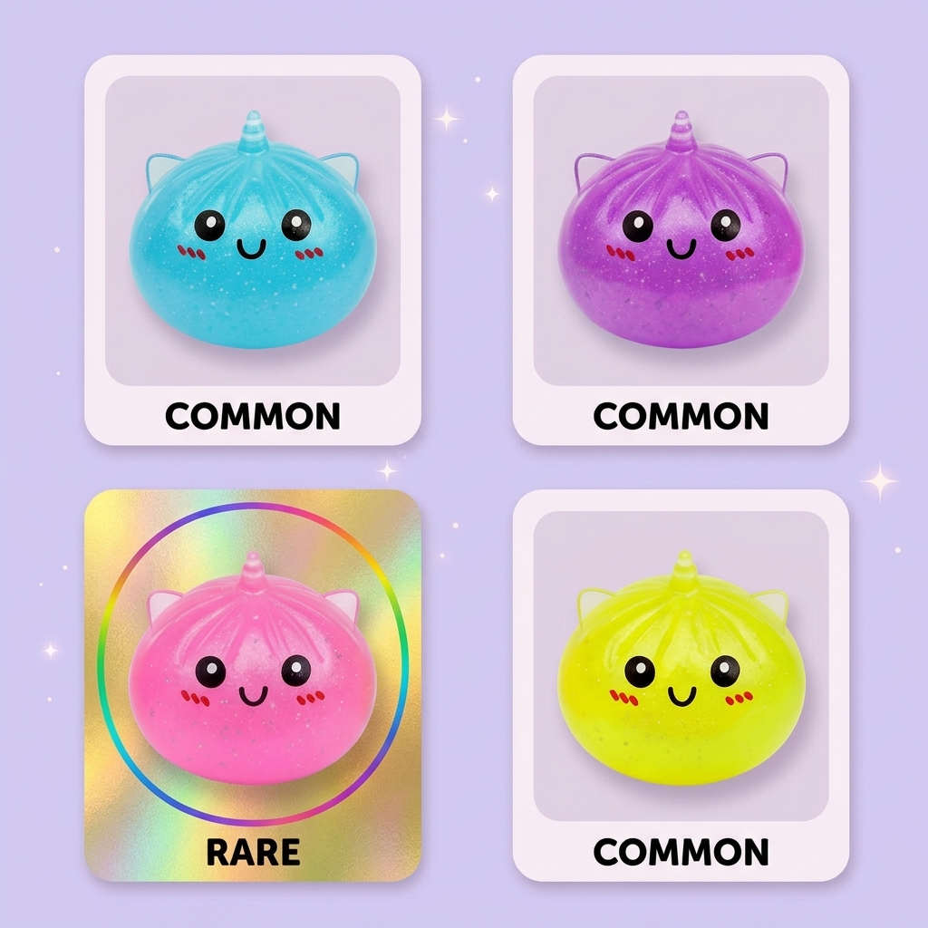Mystery Unicorn Dumpling Squishy being squeezed, soft slow-rise foam
