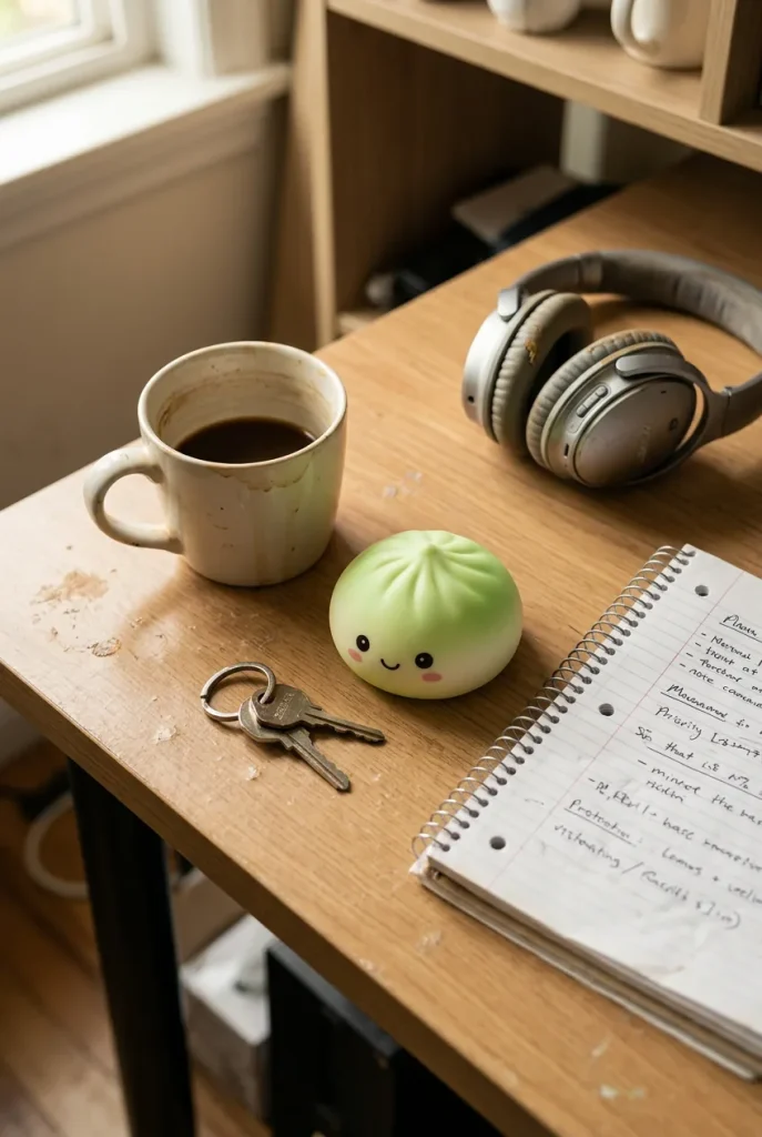 Football Mystery Dumpling Squishy on the desk