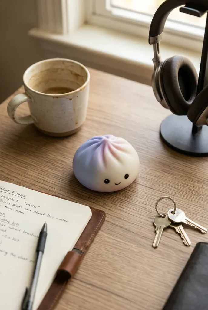 Mystery Squishy Dumpling Night Light on the desk