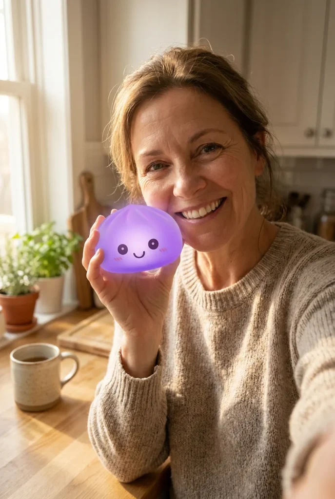 Mystery Squishy Dumpling Night Light in everyday life