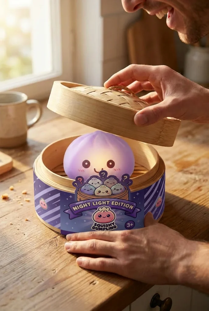 Mystery Squishy Dumpling Night Light unboxing moment