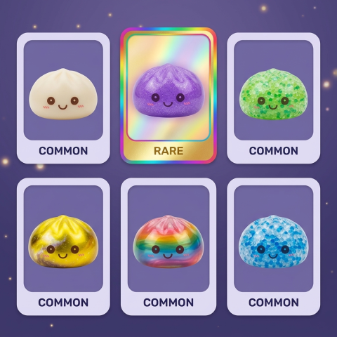 Mystery Squishy Dumpling Night Light being squeezed, soft slow-rise foam