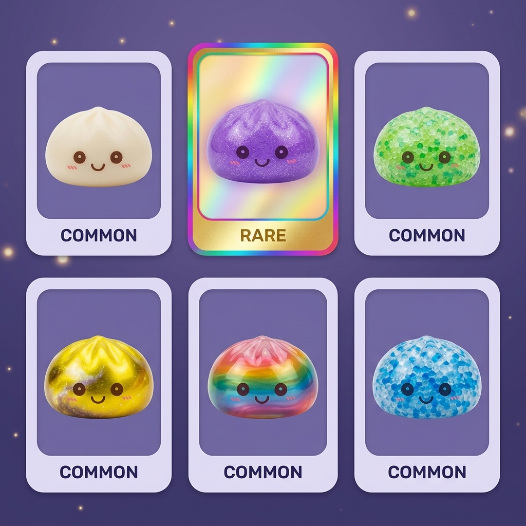 Mystery Squishy Dumpling Night Light being squeezed, soft slow-rise foam