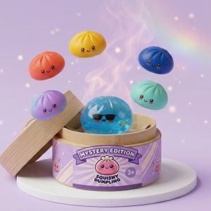 Mystery Dumpling Squishy – Summer Edition being squeezed, soft slow-rise foam
