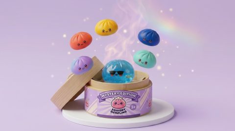 Mystery Dumpling Squishy – Summer Edition being squeezed, soft slow-rise foam